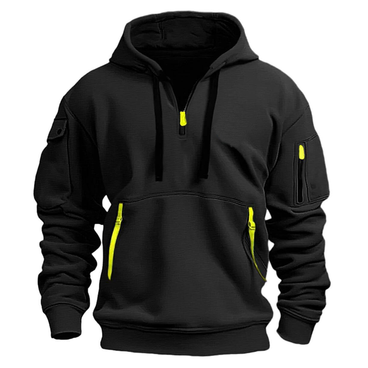 Men’s Hoodie – Relaxed Fit – Quarter Zip – Multi-Pocket – Casual Wear