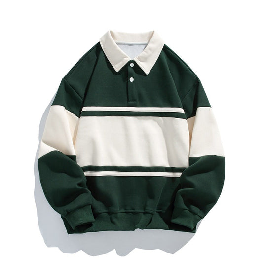 Oliver Oversized Polo Sweatshirt | Striped Collared Long Sleeve Sweatshirt