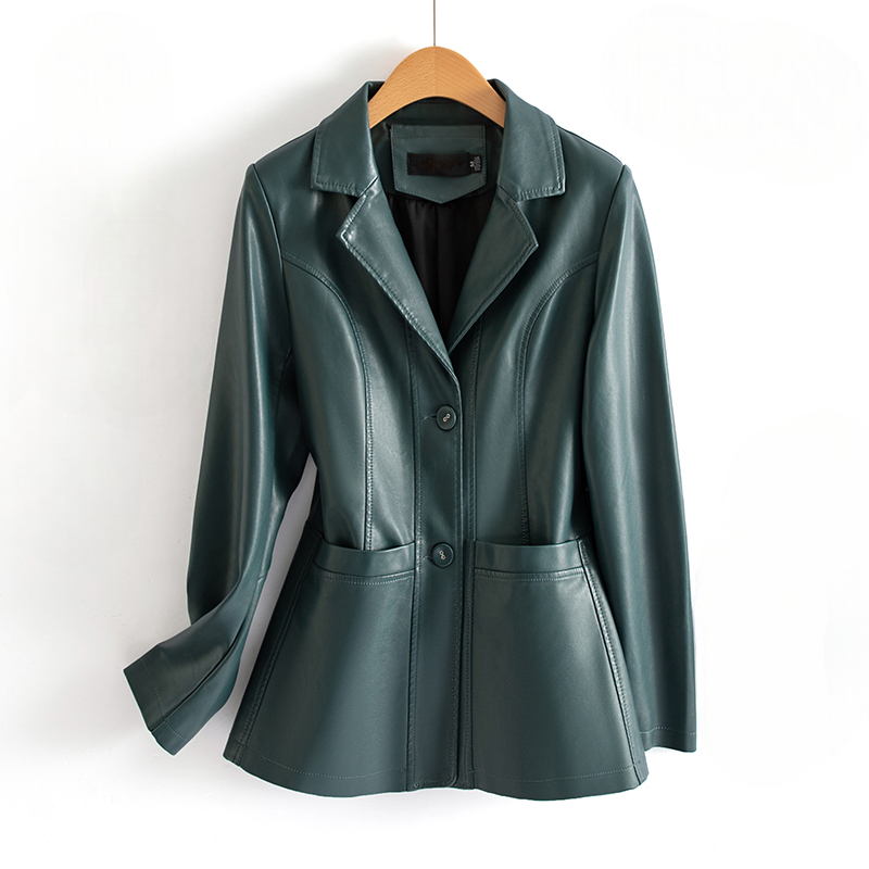 Isabella Fitted Leather Jacket | Collared Hip-Length Jacket