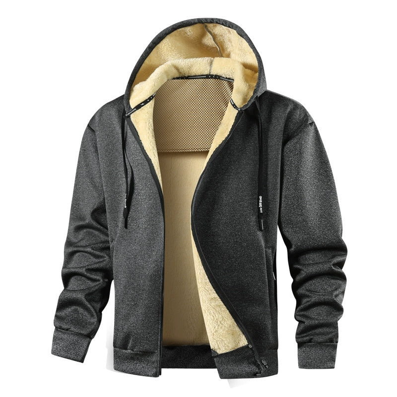 Men’s Hoodie Jacket – Sherpa Lined – Regular Fit – Full Zip – Ribbed Cuffs & Hem