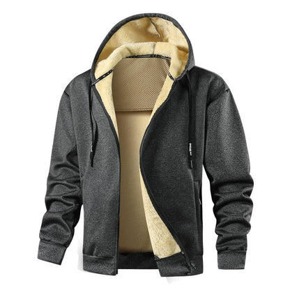 Men’s Hoodie Jacket – Sherpa Lined – Regular Fit – Full Zip – Ribbed Cuffs & Hem