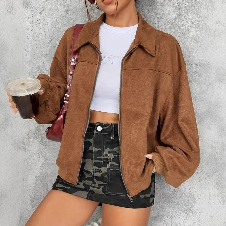 Isabella Oversized Jacket | Collared Zip Front Jacket