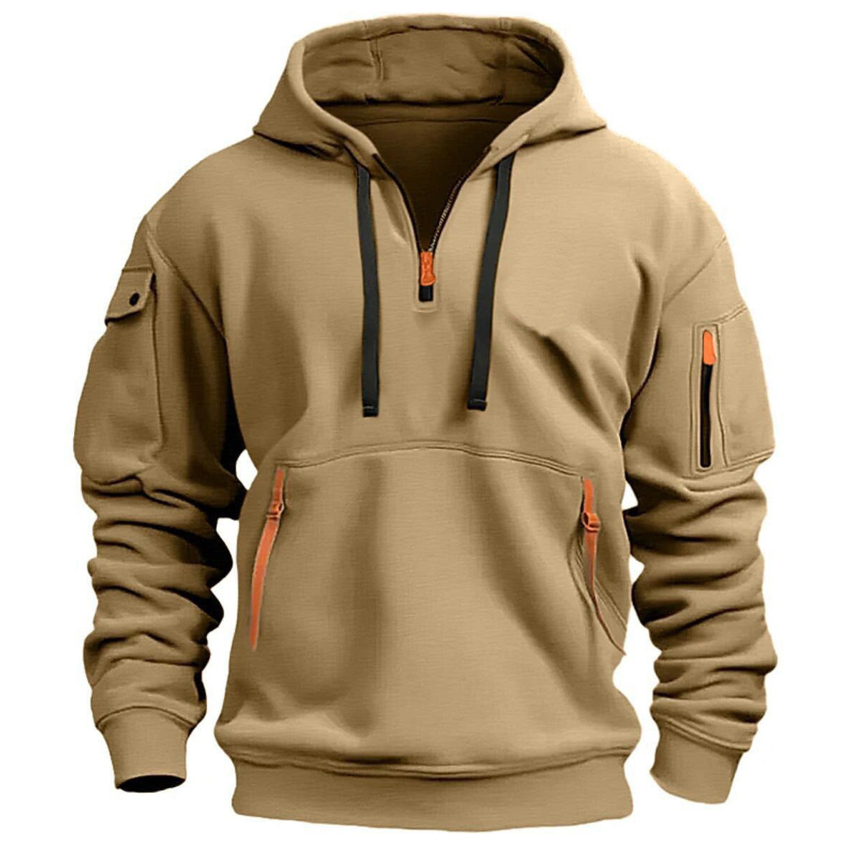 Men’s Hoodie – Relaxed Fit – Quarter Zip – Multi-Pocket – Casual Wear