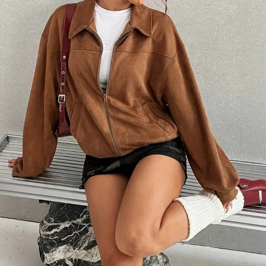 Isabella Oversized Jacket | Collared Zip Front Jacket