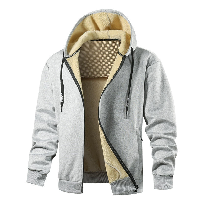 Men’s Hoodie Jacket – Sherpa Lined – Regular Fit – Full Zip – Ribbed Cuffs & Hem