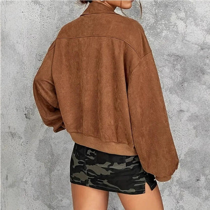 Isabella Oversized Jacket | Collared Zip Front Jacket