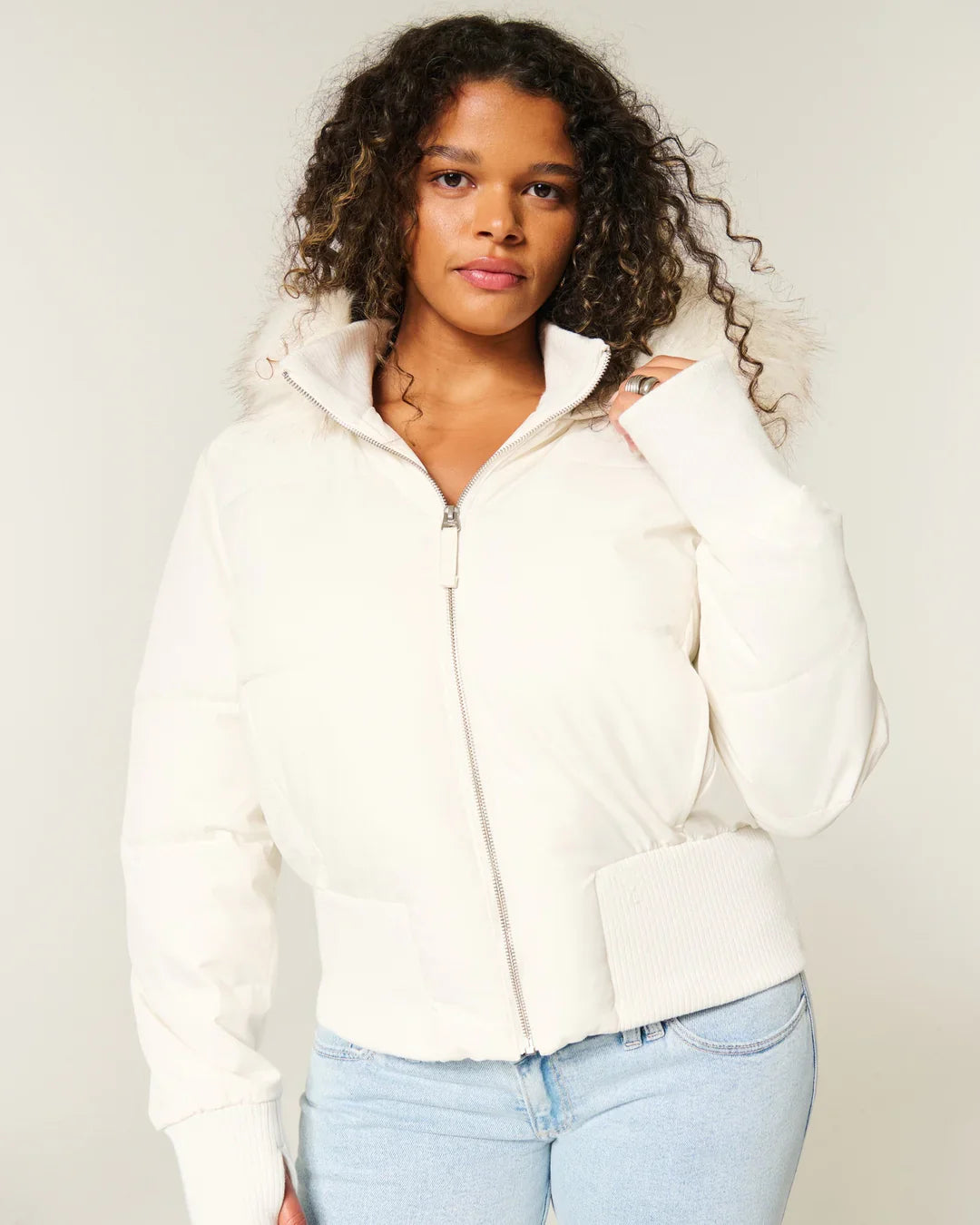 Charlotte Quilted Relaxed Fit Puffer Jacket | Fur Trim Hood Ribbed Cuffs Puffer Jacket