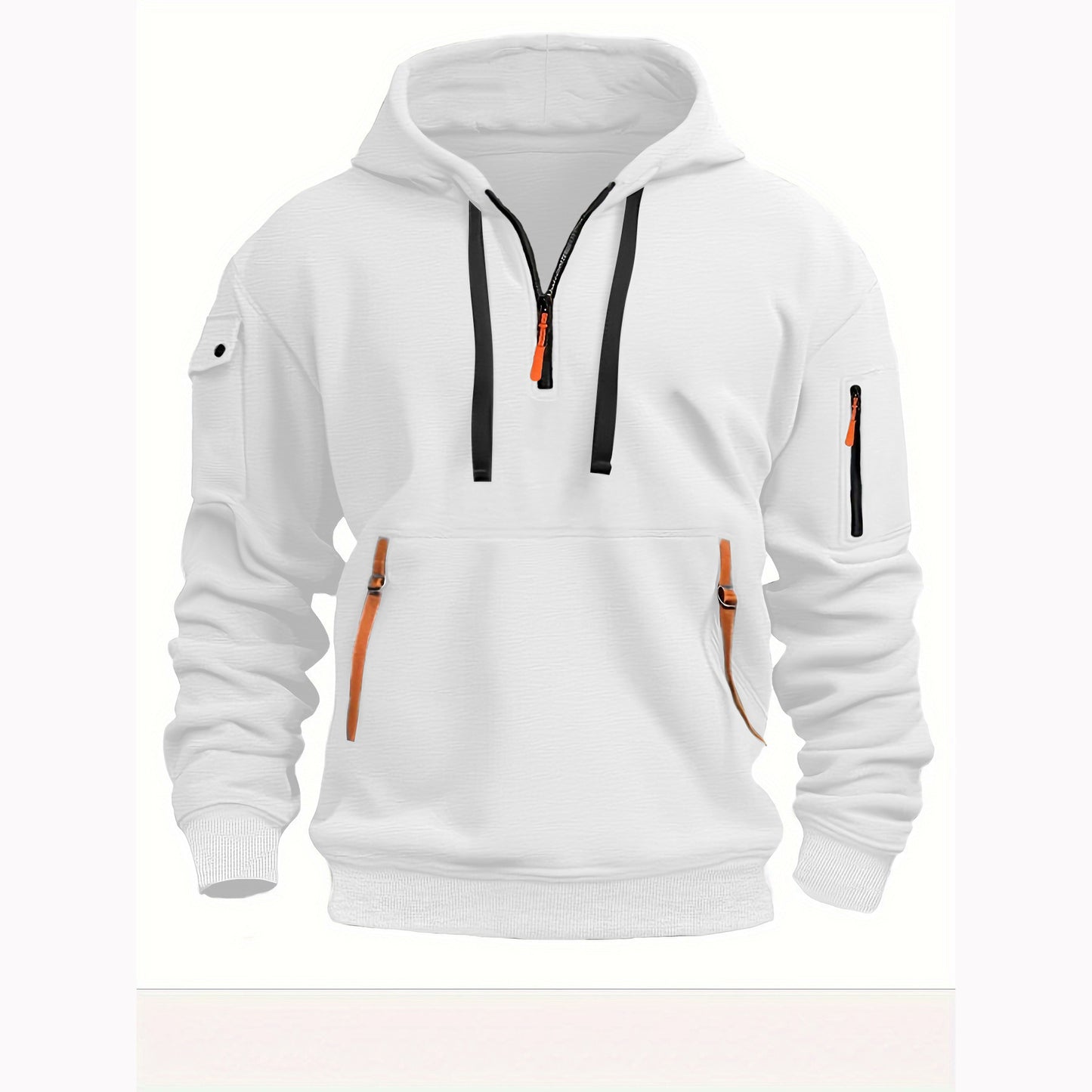 Men’s Hoodie – Relaxed Fit – Quarter Zip – Multi-Pocket – Casual Wear