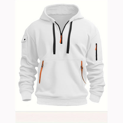Men’s Hoodie – Relaxed Fit – Quarter Zip – Multi-Pocket – Casual Wear