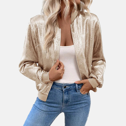 Sienna Bomber Jacket | Relaxed Fit Textured Hip-Length Jacket