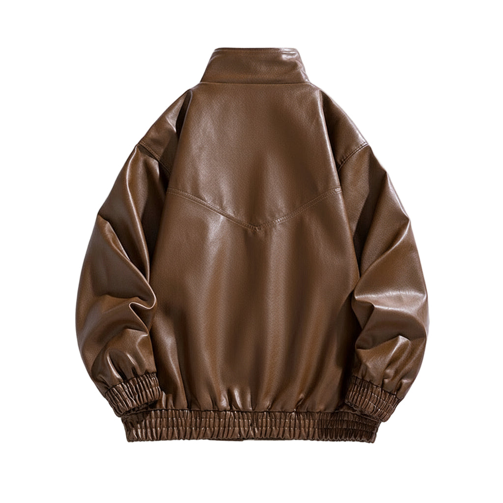 Freddie Oversized Bomber Jacket | Stand Collar Hip-Length Bomber Jacket