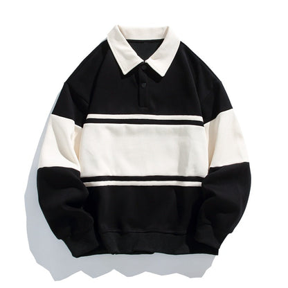 Oliver Oversized Polo Sweatshirt | Striped Collared Long Sleeve Sweatshirt