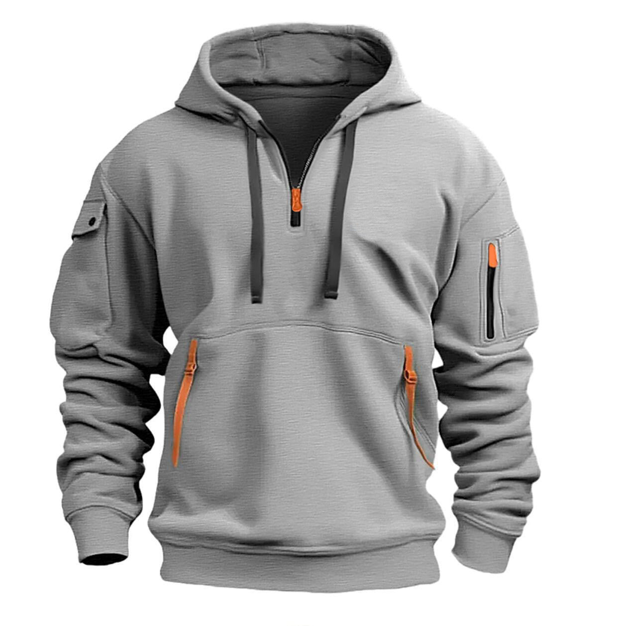 Men’s Hoodie – Relaxed Fit – Quarter Zip – Multi-Pocket – Casual Wear
