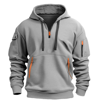 Men’s Hoodie – Relaxed Fit – Quarter Zip – Multi-Pocket – Casual Wear