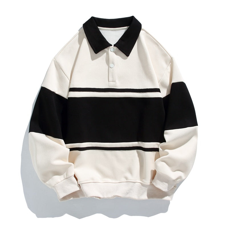 Oliver Oversized Polo Sweatshirt | Striped Collared Long Sleeve Sweatshirt