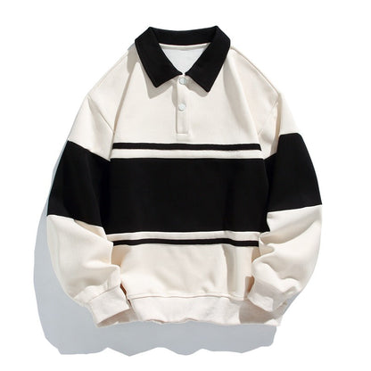 Oliver Oversized Polo Sweatshirt | Striped Collared Long Sleeve Sweatshirt