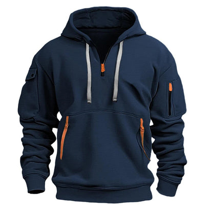 Men’s Hoodie – Relaxed Fit – Quarter Zip – Multi-Pocket – Casual Wear