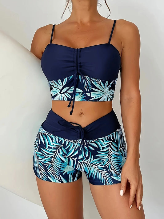 Oaklyn Bikini | Two-Piece Bikini Set with Leaf Print and Boyshorts
