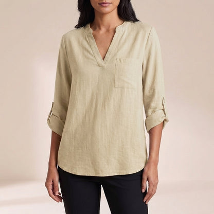 Isla Relaxed Fit Blouse | V-Neck 3/4 Sleeve Blouse