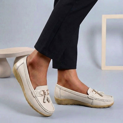 Isla Slip-On | Tassel Accents Stitched Trim Moccasins
