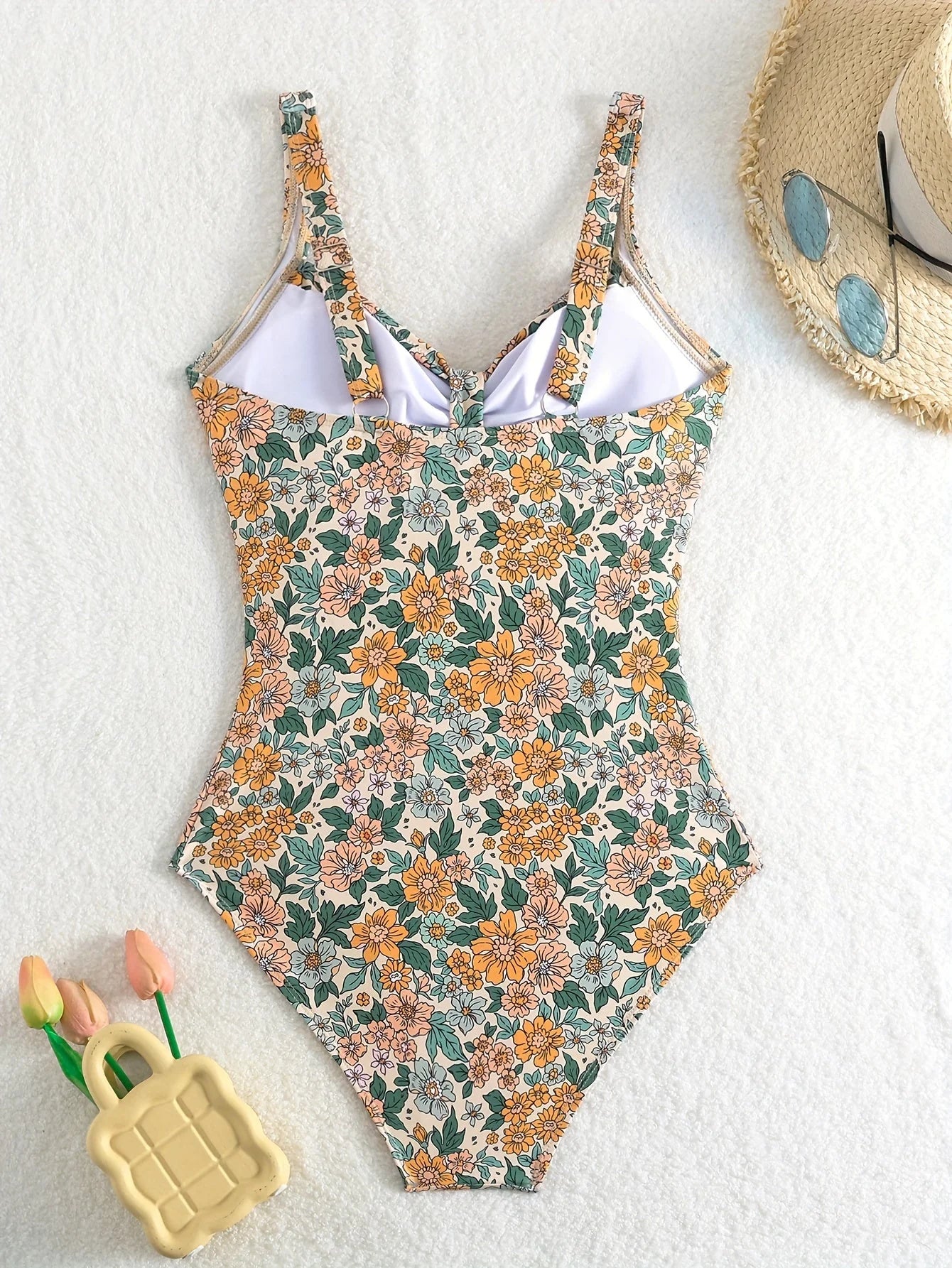 Olia Swimsuit | Floral Print One-Piece Swimsuit with V-Neck