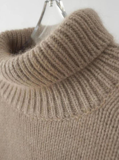 Isla Ribbed Relaxed Fit Turtleneck Sweater | Solid Long Sleeve Sweater
