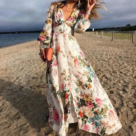 Olyvia Dress | Long Sleeve Floral Print Maxi Dress