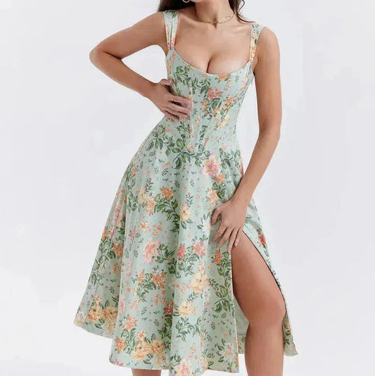 Omyrah Dress | Off-Shoulder Floral Corset Midi Dress