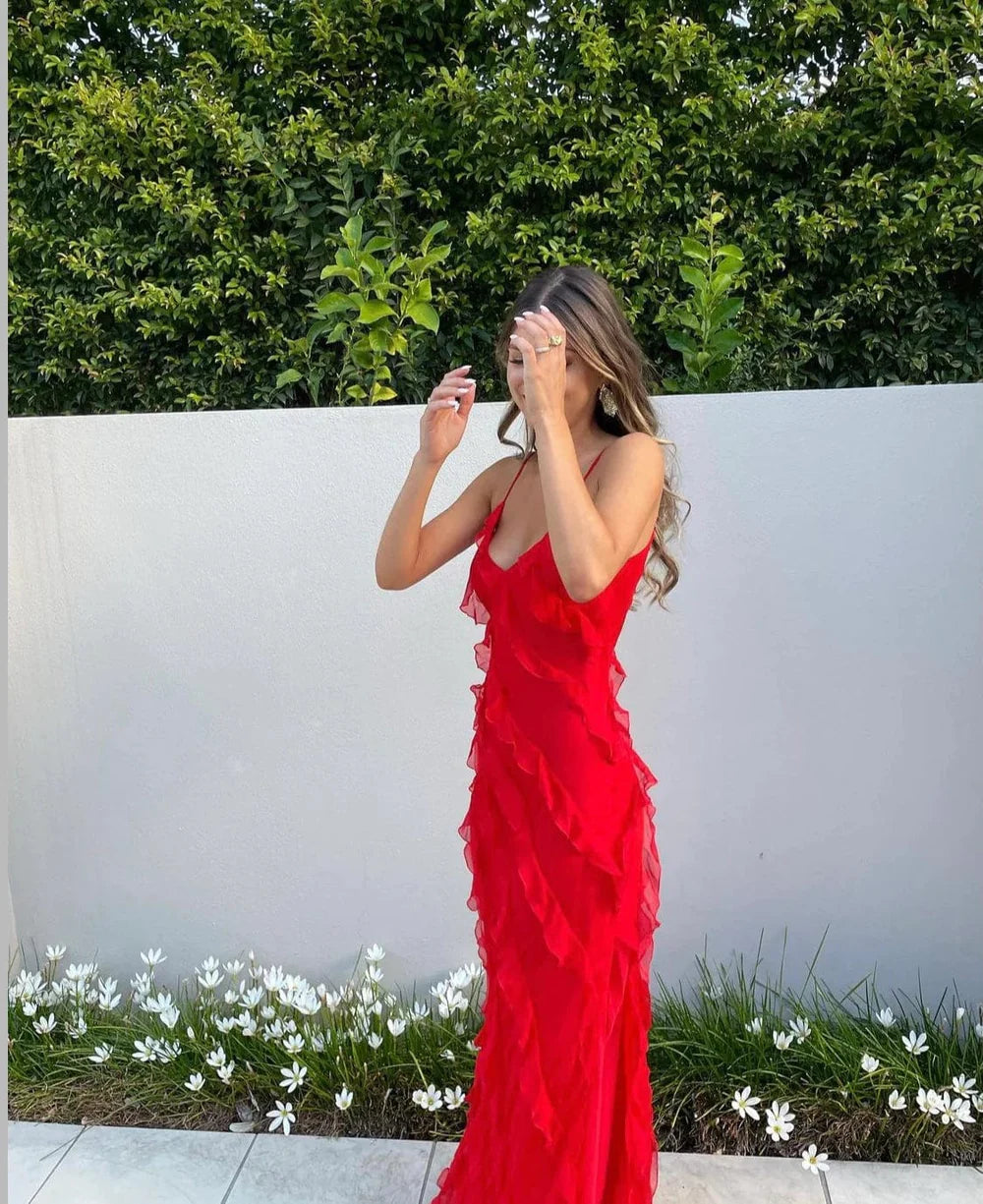 Onoria Dress | Ruffle Spaghetti Strap Maxi Dress