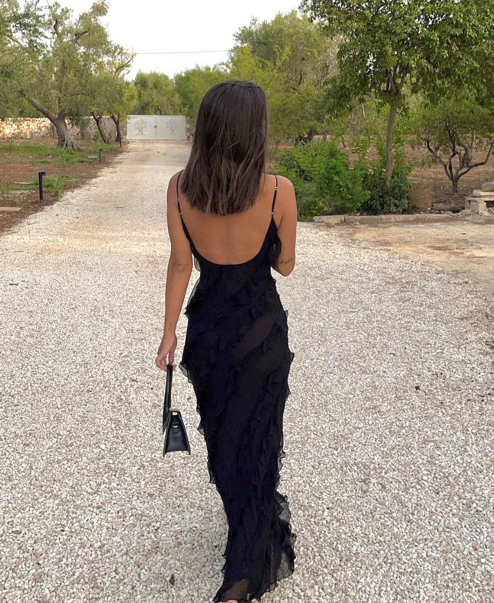 Onoria Dress | Ruffle Spaghetti Strap Maxi Dress