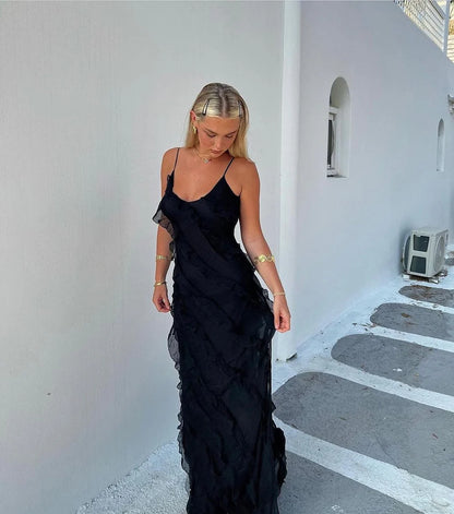 Onoria Dress | Ruffle Spaghetti Strap Maxi Dress