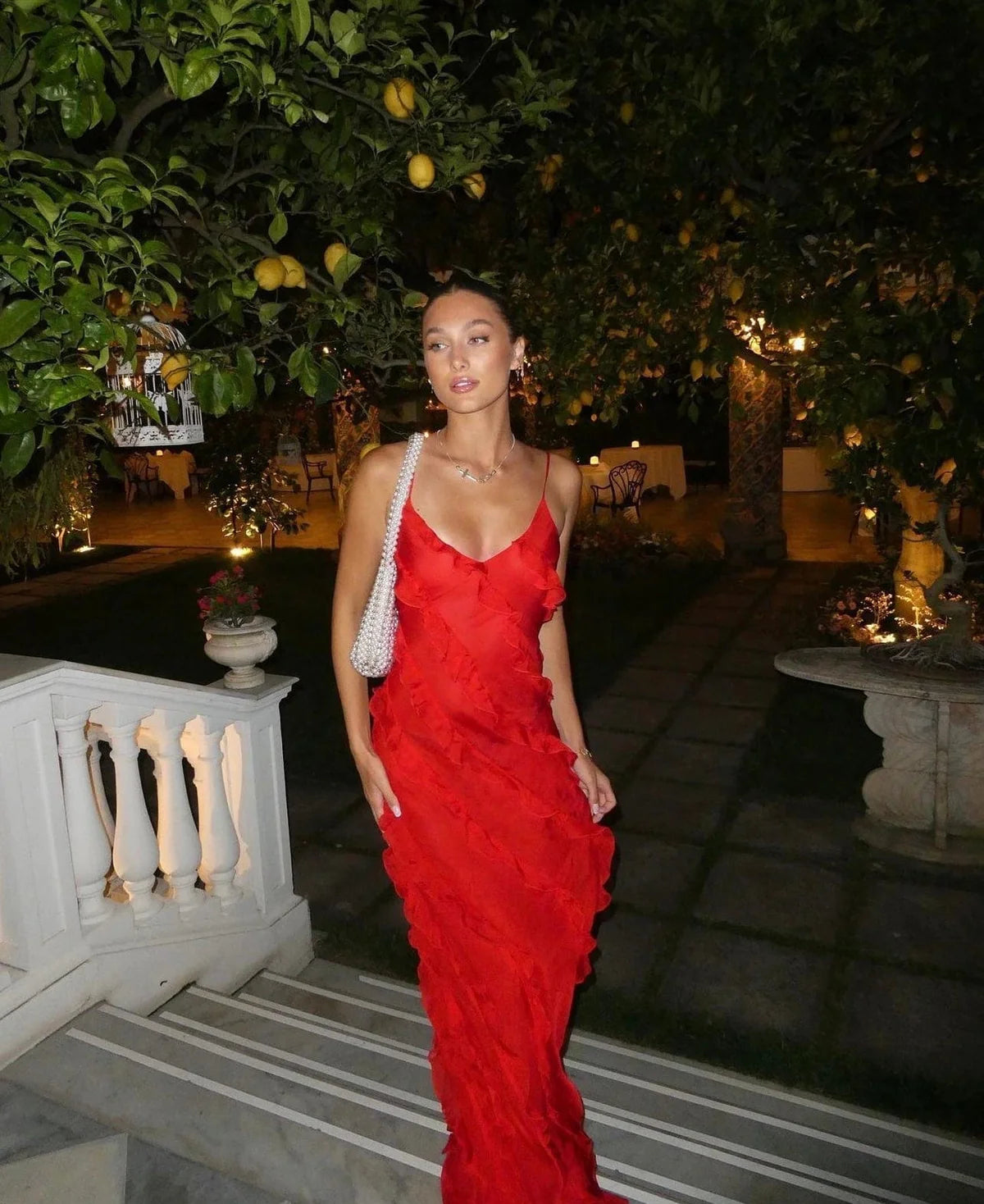 Onoria Dress | Ruffle Spaghetti Strap Maxi Dress