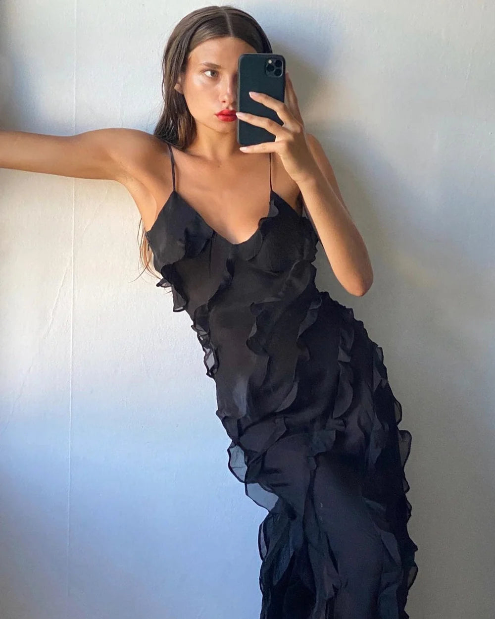 Onoria Dress | Ruffle Spaghetti Strap Maxi Dress