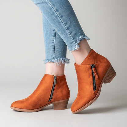 Amelia Leather Orthopedic Ankle Boots | Casual Block Heel Boots