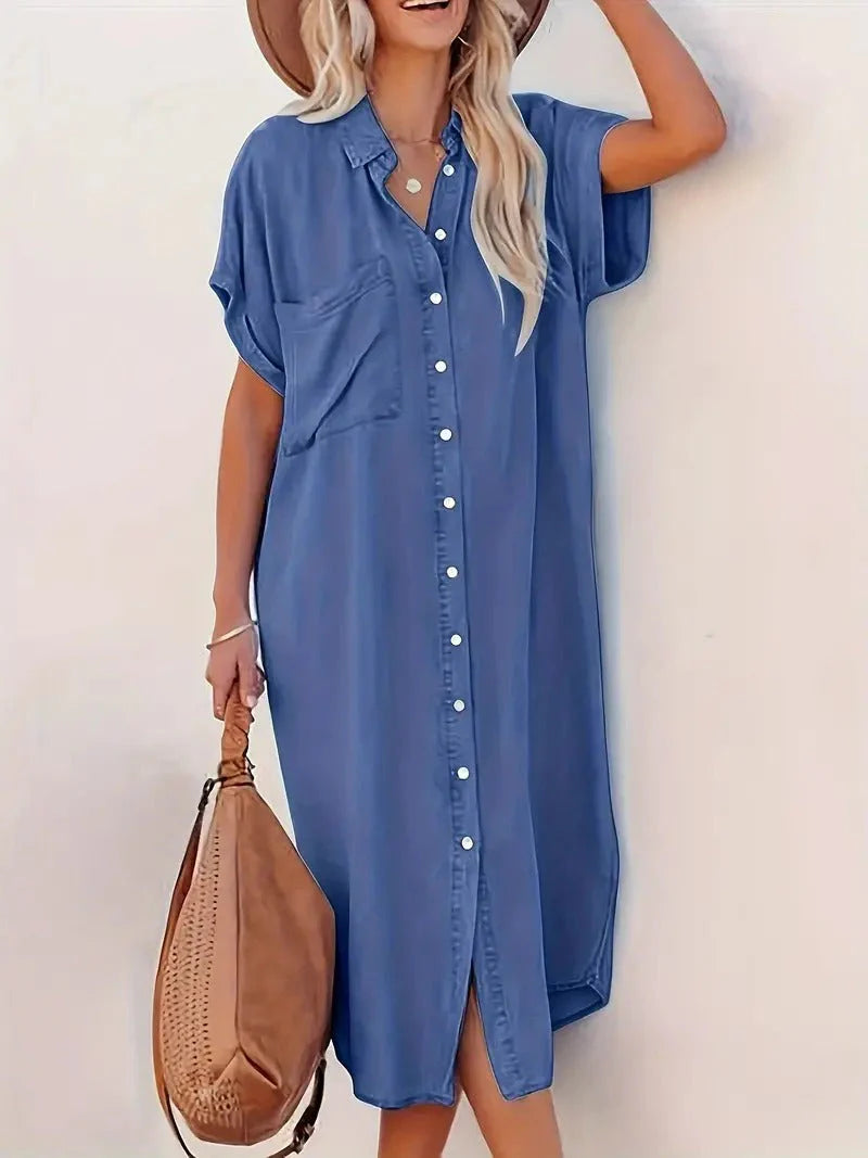 Oria Dress | Women's Button-Down Midi Dress with Slits
