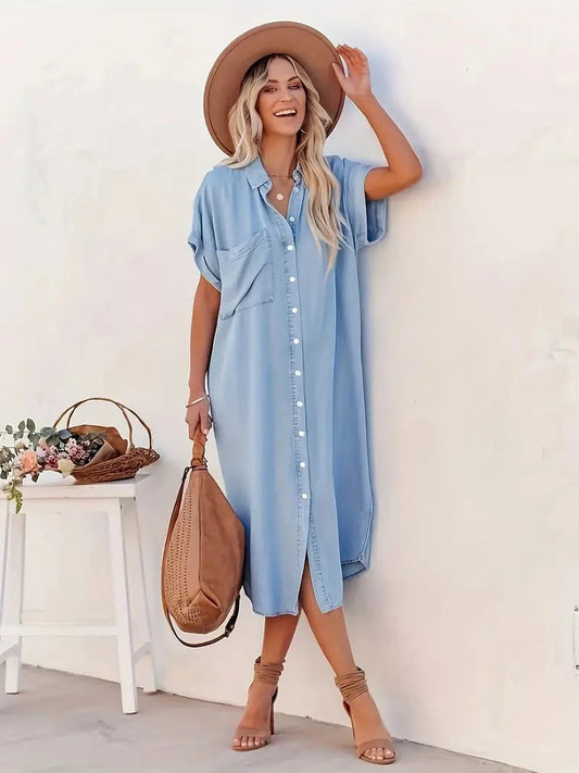 Oria Dress | Women's Button-Down Midi Dress with Slits