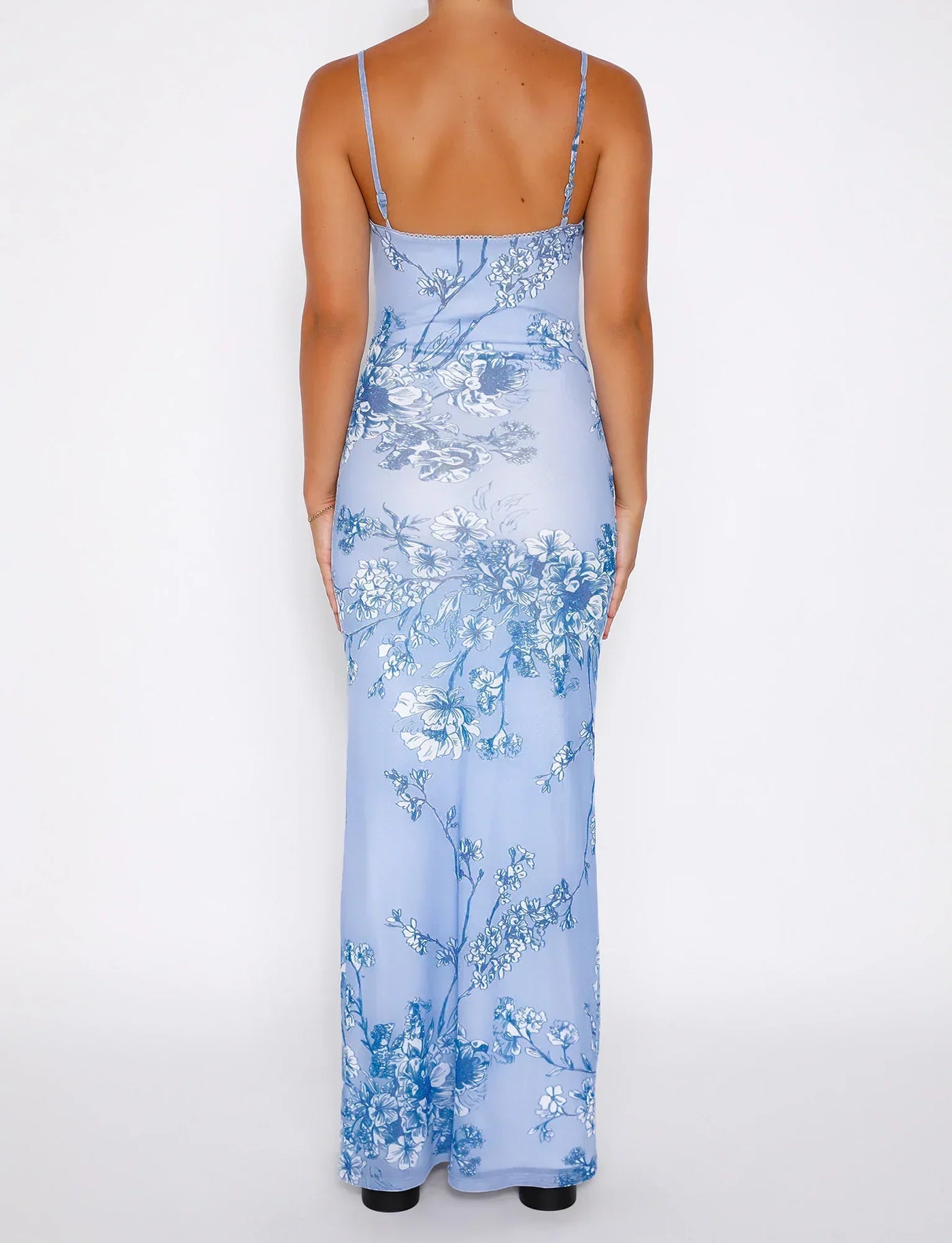 Oriyah Dress | Floral Print Sleeveless Maxi Dress with Spaghetti Straps