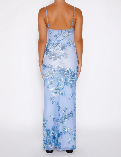 Oriyah Dress | Floral Print Sleeveless Maxi Dress with Spaghetti Straps