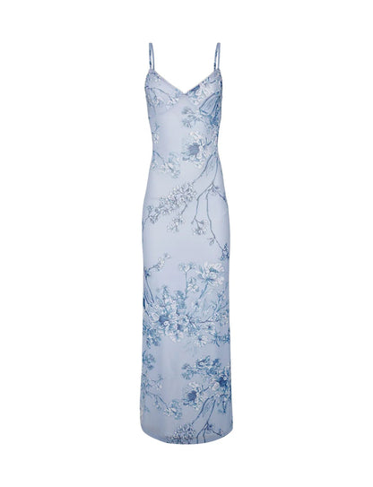 Oriyah Dress | Floral Print Sleeveless Maxi Dress with Spaghetti Straps