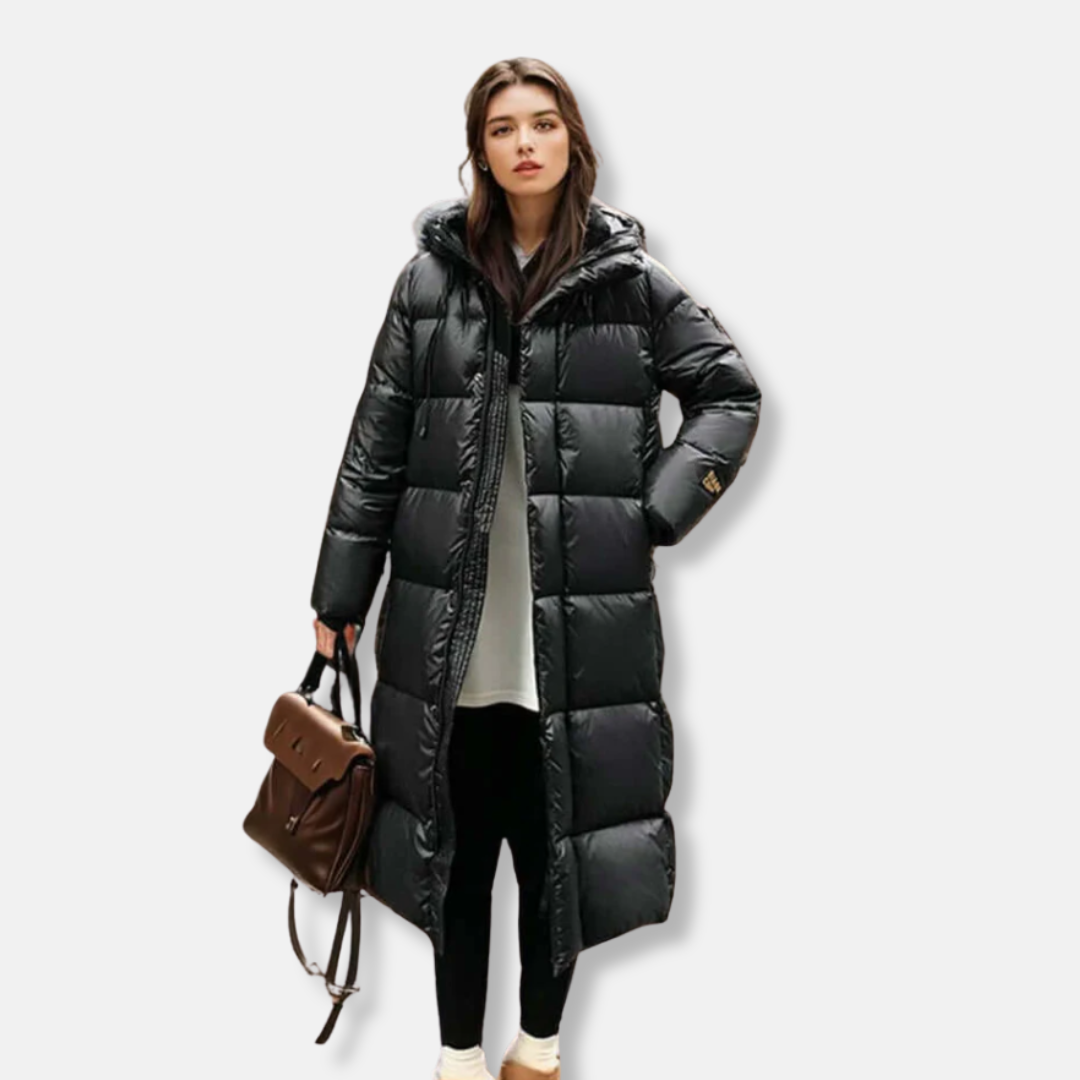 Sienna Oversized Hooded Puffer Jacket | Quilted Full-Length Jacket
