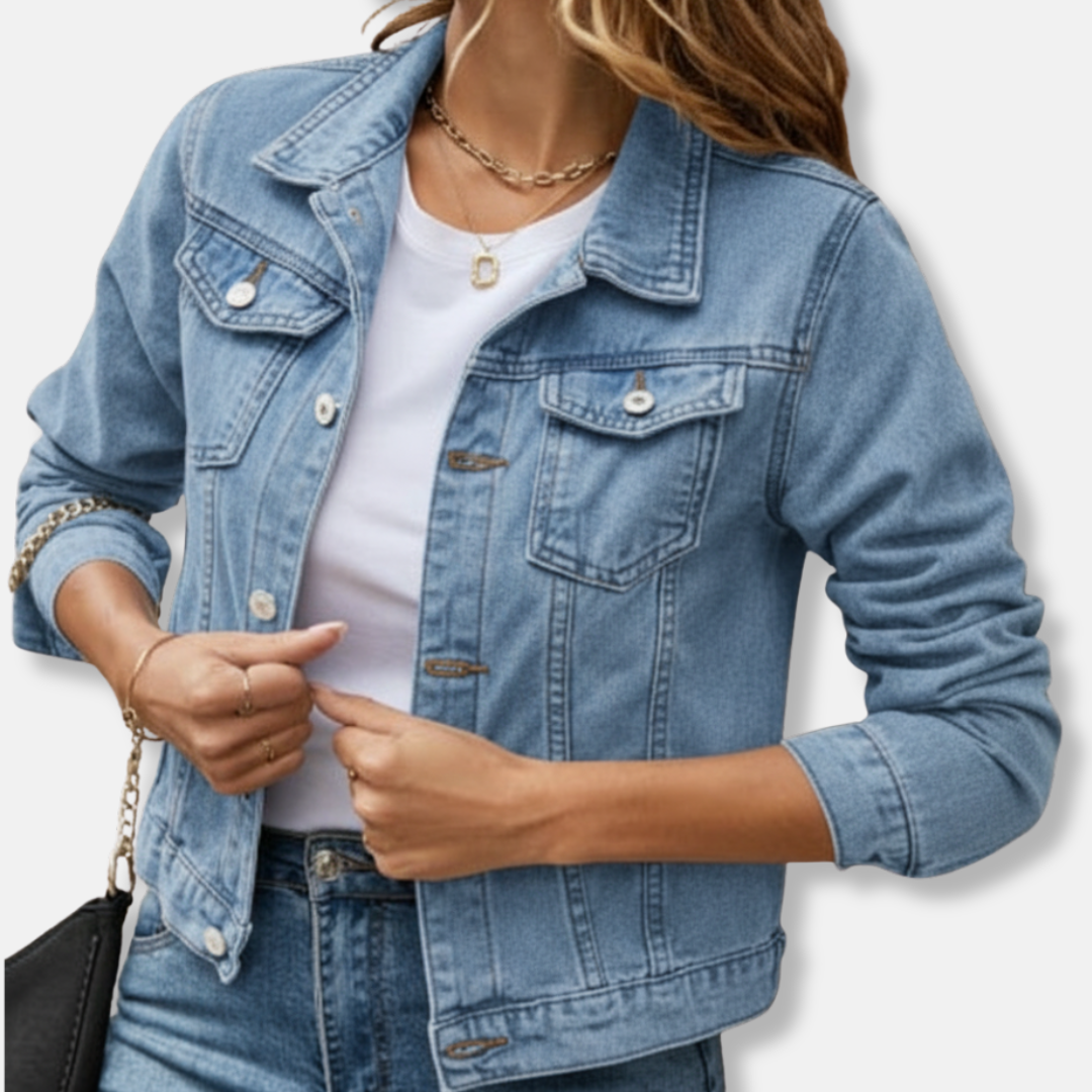 Isabella Denim Jacket | Slim Fit Cropped Denim Jacket