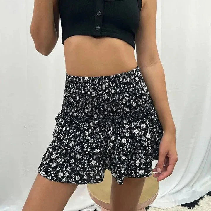 Paiton Mini Skirt | Smocked Waist with Ruffled Layers