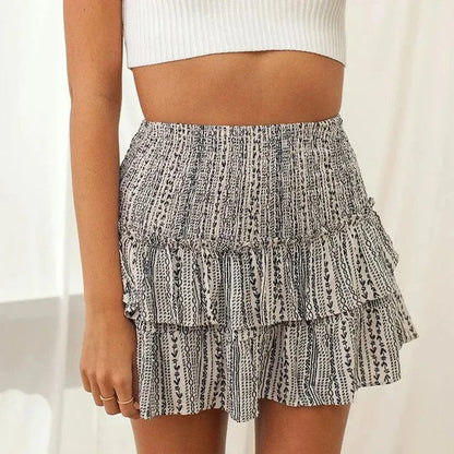 Paiton Mini Skirt | Smocked Waist with Ruffled Layers