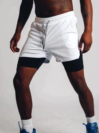 Patricius Fitness Shorts | Men's Double Layer Workout Shorts with Zipper Pockets