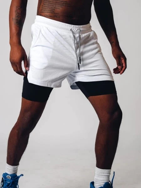 Patricius Fitness Shorts | Men's Double Layer Workout Shorts with Zipper Pockets