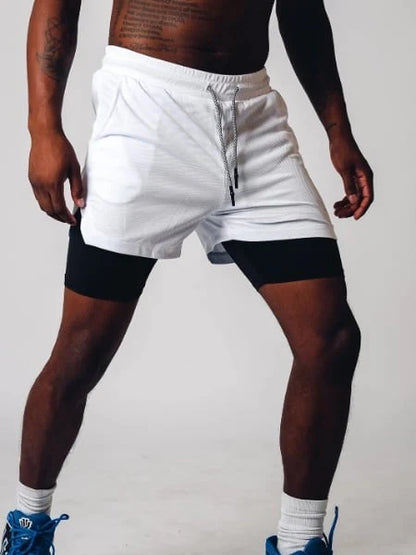 Patricius Fitness Shorts | Men's Double Layer Workout Shorts with Zipper Pockets