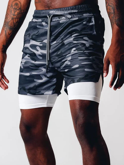 Patricius Fitness Shorts | Men's Double Layer Workout Shorts with Zipper Pockets