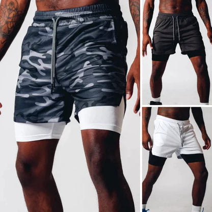 Patricius Fitness Shorts | Men's Double Layer Workout Shorts with Zipper Pockets
