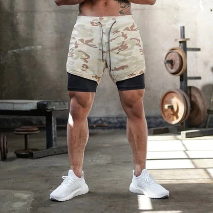 Patricius Fitness Shorts | Men's Double Layer Workout Shorts with Zipper Pockets