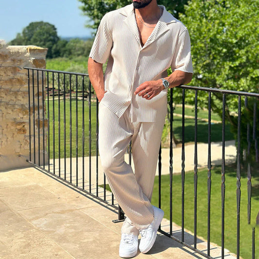 Paul Men’s Athleisure Set | Striped Shirt & Trousers